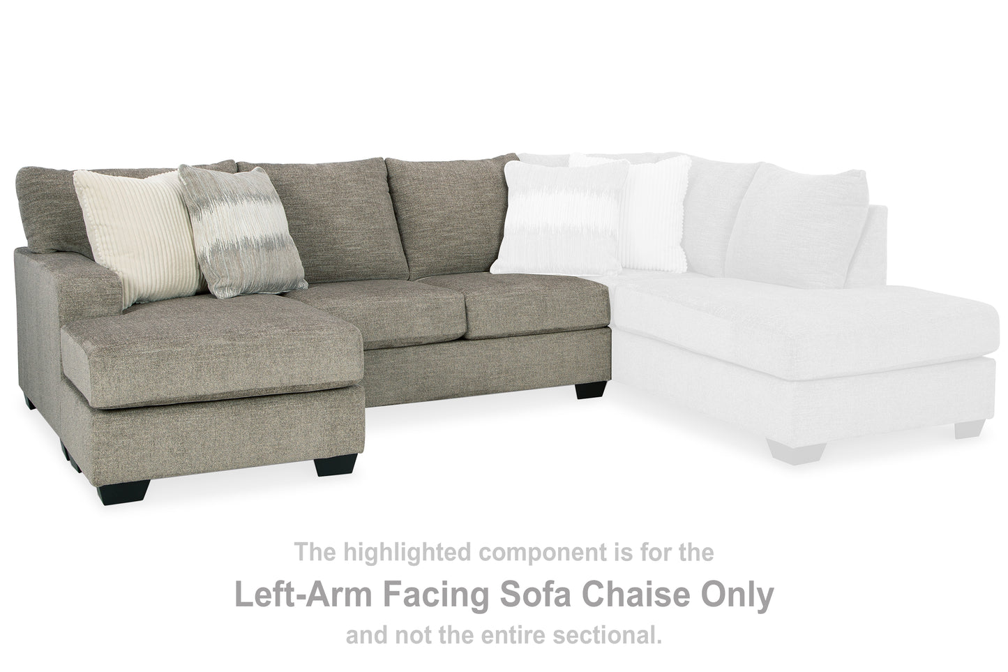 Haines Furniture Outlet - Ashley Furniture - Creswell Sectional - LAF Sofa Chaise / Stone - 1530502