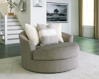 Haines Furniture Outlet - Ashley Furniture - Creswell Living Room - Ottoman With Storage / Stone - 1530511