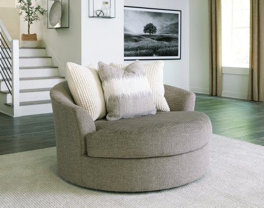Haines Furniture Outlet - Ashley Furniture - Creswell Living Room - Ottoman With Storage / Stone - 1530511