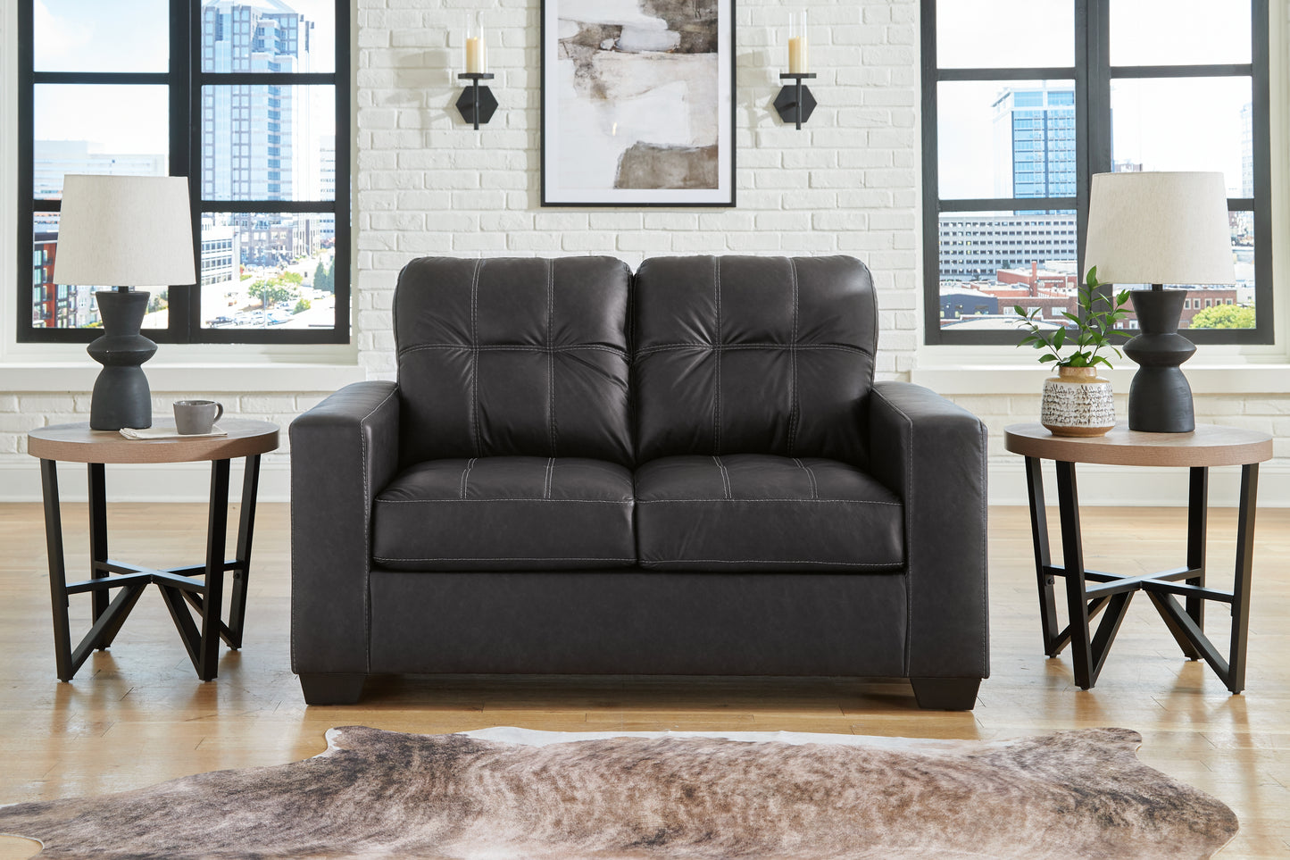 Haines Furniture Outlet - Ashley Furniture - Barlin Mills Living Room - Loveseat / Carbon - 1700435
