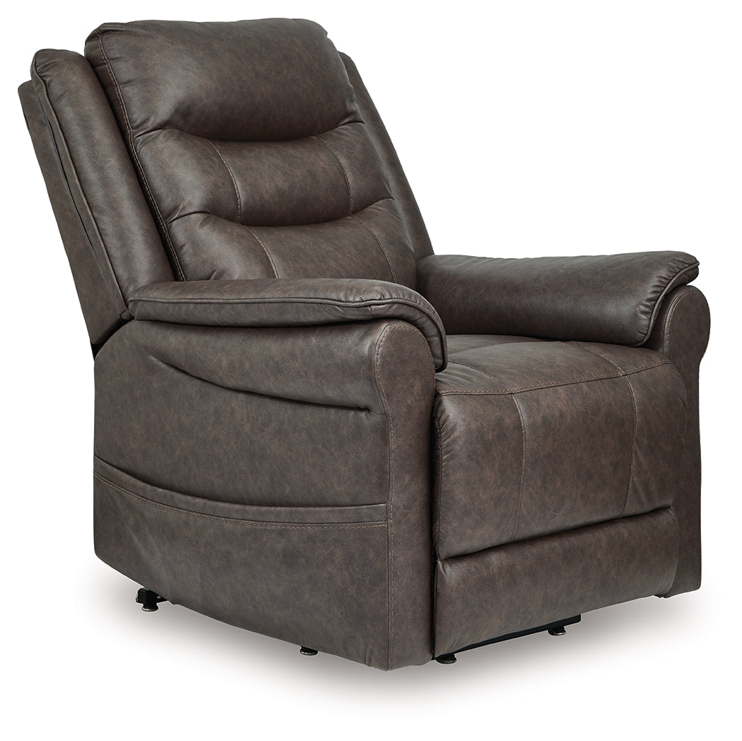 Haines Furniture Outlet - Ashley Furniture - Oatman Living Room - Power Lift Recliner / Carbon - 1800512