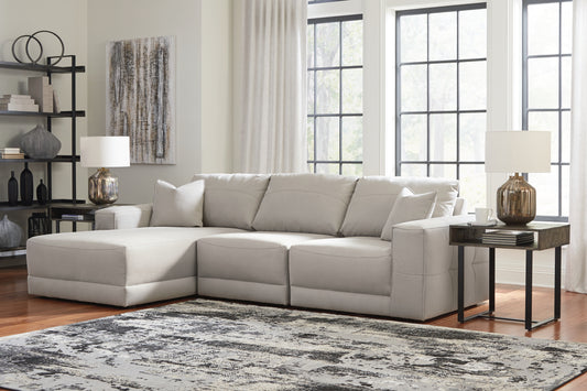 Haines Furniture Outlet - Ashley Furniture - Next-Gen Gaucho Sectional - RAF 3-Piece Sectional Sofa with Chaise / Gray - 18304S1