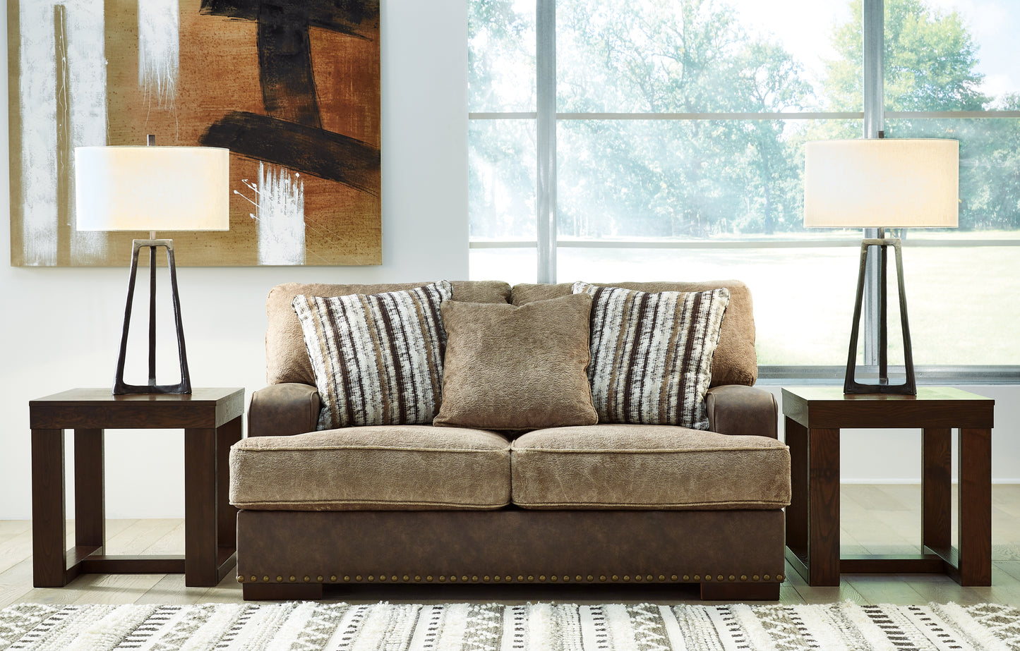 Haines Furniture Outlet - Ashley Furniture - Alesbury Living Room - Loveseat / Chocolate - 1870435