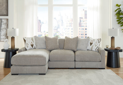 Haines Furniture Outlet - Ashley Furniture - Aslan Court Sectional - RAF 3-Piece Sofa Sectional with Chaise / Pebble - 20305S3