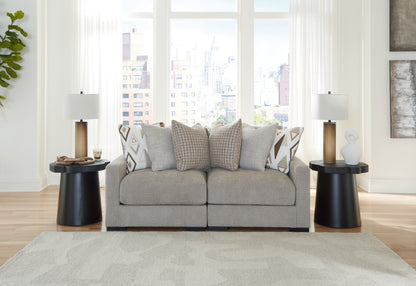 Haines Furniture Outlet - Ashley Furniture - Aslan Court Sectional - RAF 2-Piece Loveseat Sectional / Pebble - 20305S1