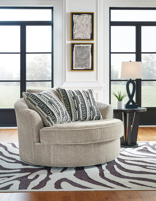 Haines Furniture Outlet - Ashley Furniture - Calnita Living Room - Oversized Swivel Accent Chair / Sisal - 2050221