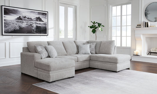 Haines Furniture Outlet - Ashley Furniture - Gabyleigh Sectional - RAF 2-Piece Sectional with Chaise / Nickel - 20904S2
