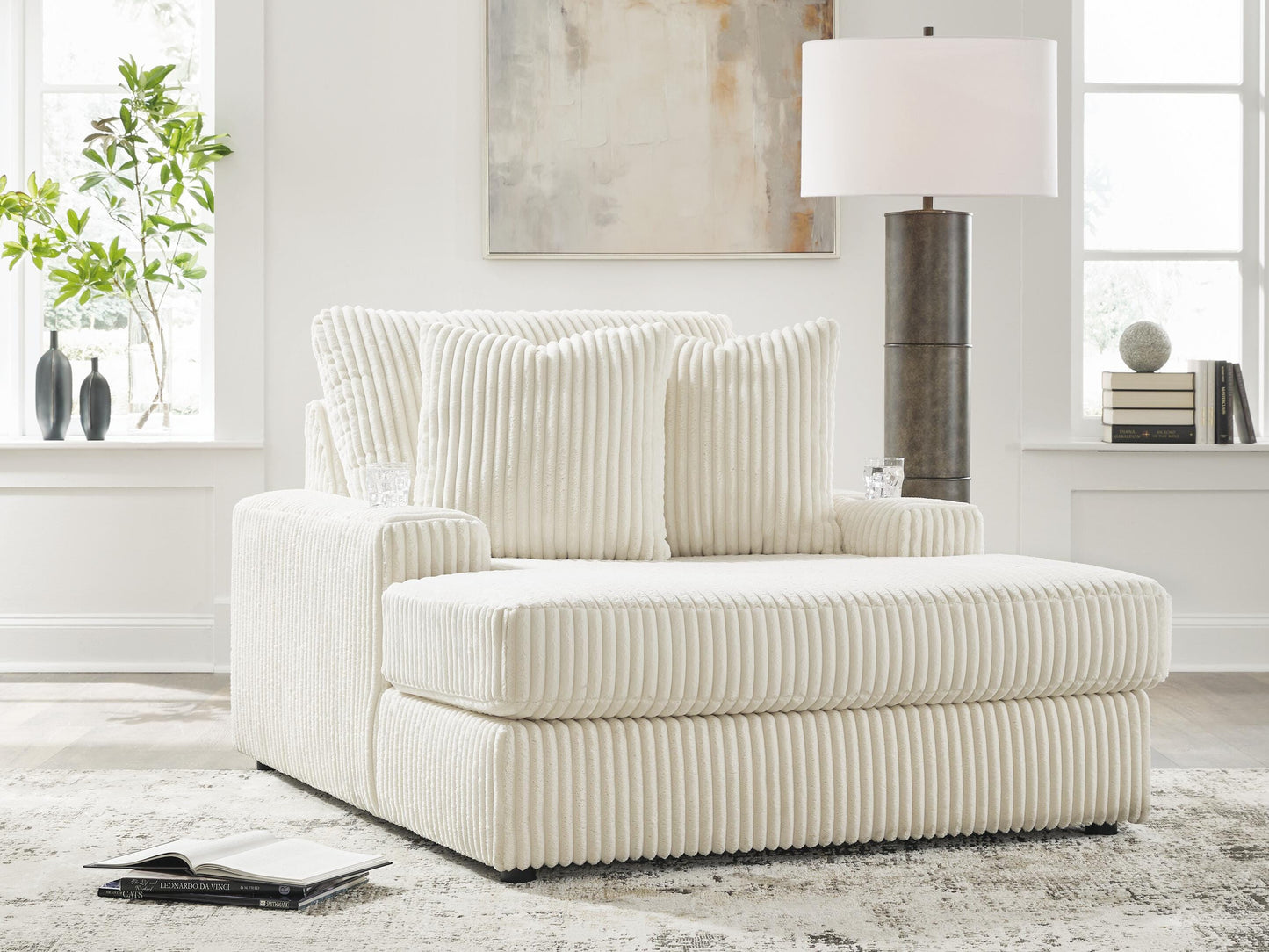 Haines Furniture Outlet - Ashley Furniture - Lindyn Living Room - Chaise / Ivory - 2110415