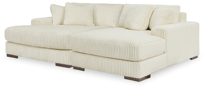 Haines Furniture Outlet - Ashley Furniture - Lindyn Sectional - RAF Super Chaise / Ivory - 21104S16