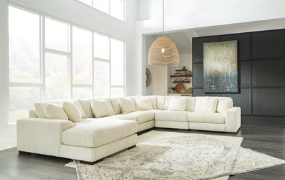 Haines Furniture Outlet - Ashley Furniture - Lindyn Sectional - RAF 6-Piece Sectional with Chaise / Ivory - 21104S11