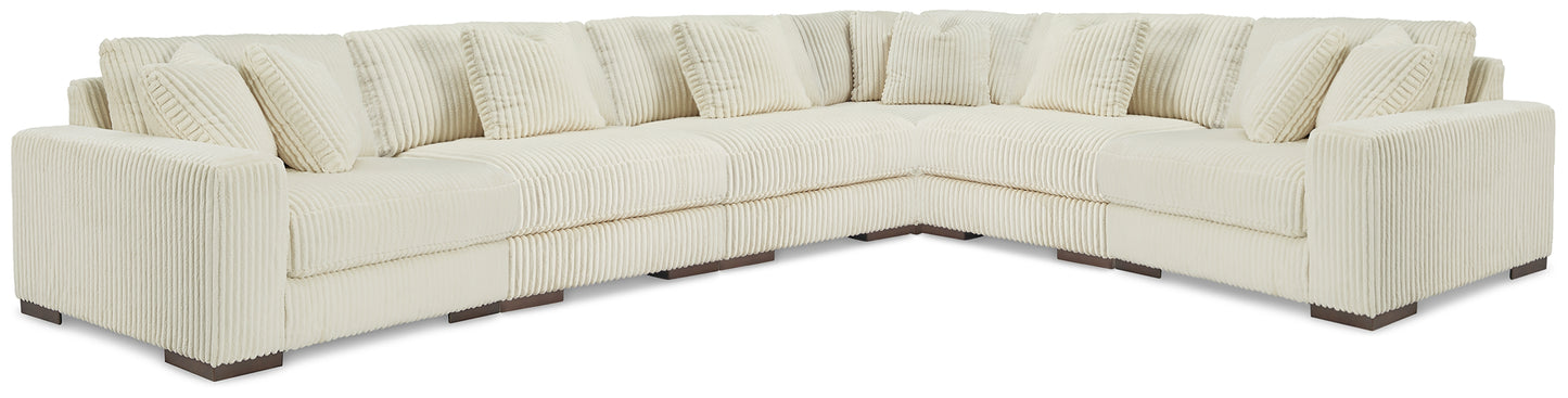 Haines Furniture Outlet - Ashley Furniture - Lindyn Sectional - RAF 6-Piece Sectional / Ivory - 21104S20