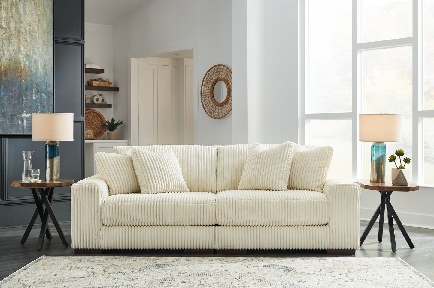 Haines Furniture Outlet - Ashley Furniture - Lindyn Sectional - RAF 2-Piece Sectional Sofa / Ivory - 21104S1