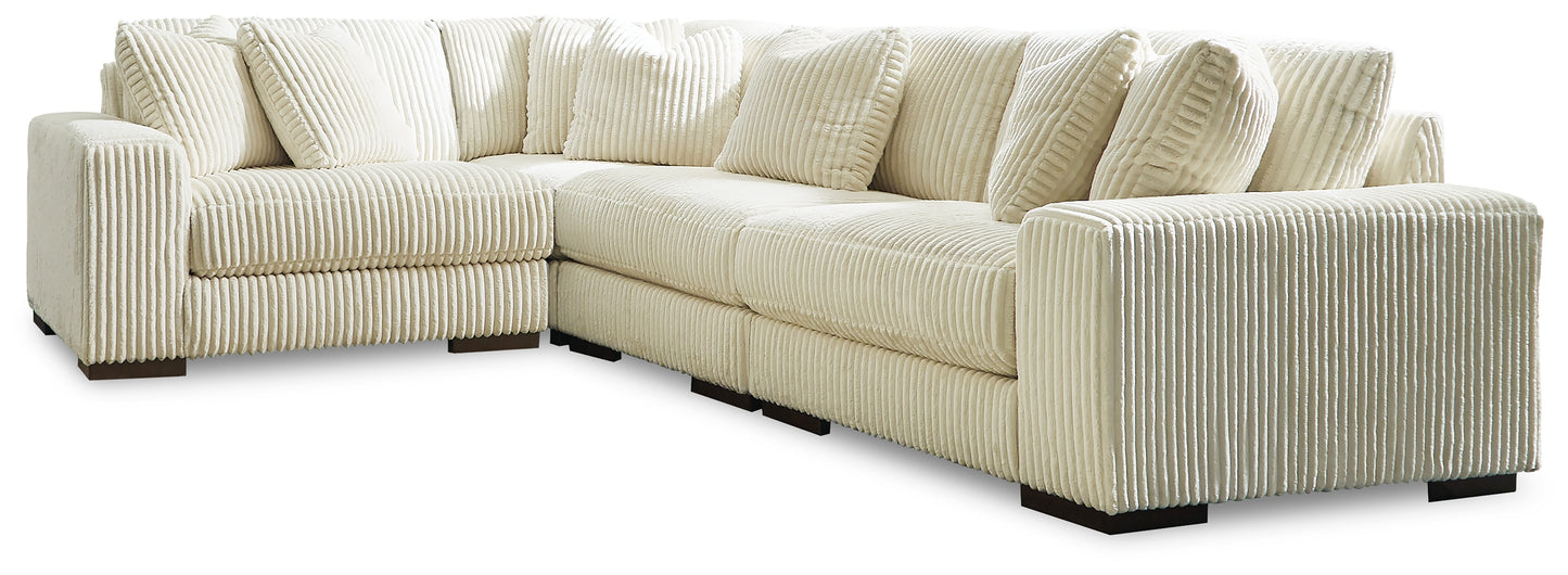 Haines Furniture Outlet - Ashley Furniture - Lindyn Sectional - RAF 4-Piece Sectional / Ivory - 21104S8