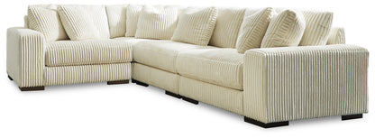 Haines Furniture Outlet - Ashley Furniture - Lindyn Sectional - RAF 4-Piece Sectional / Ivory - 21104S8