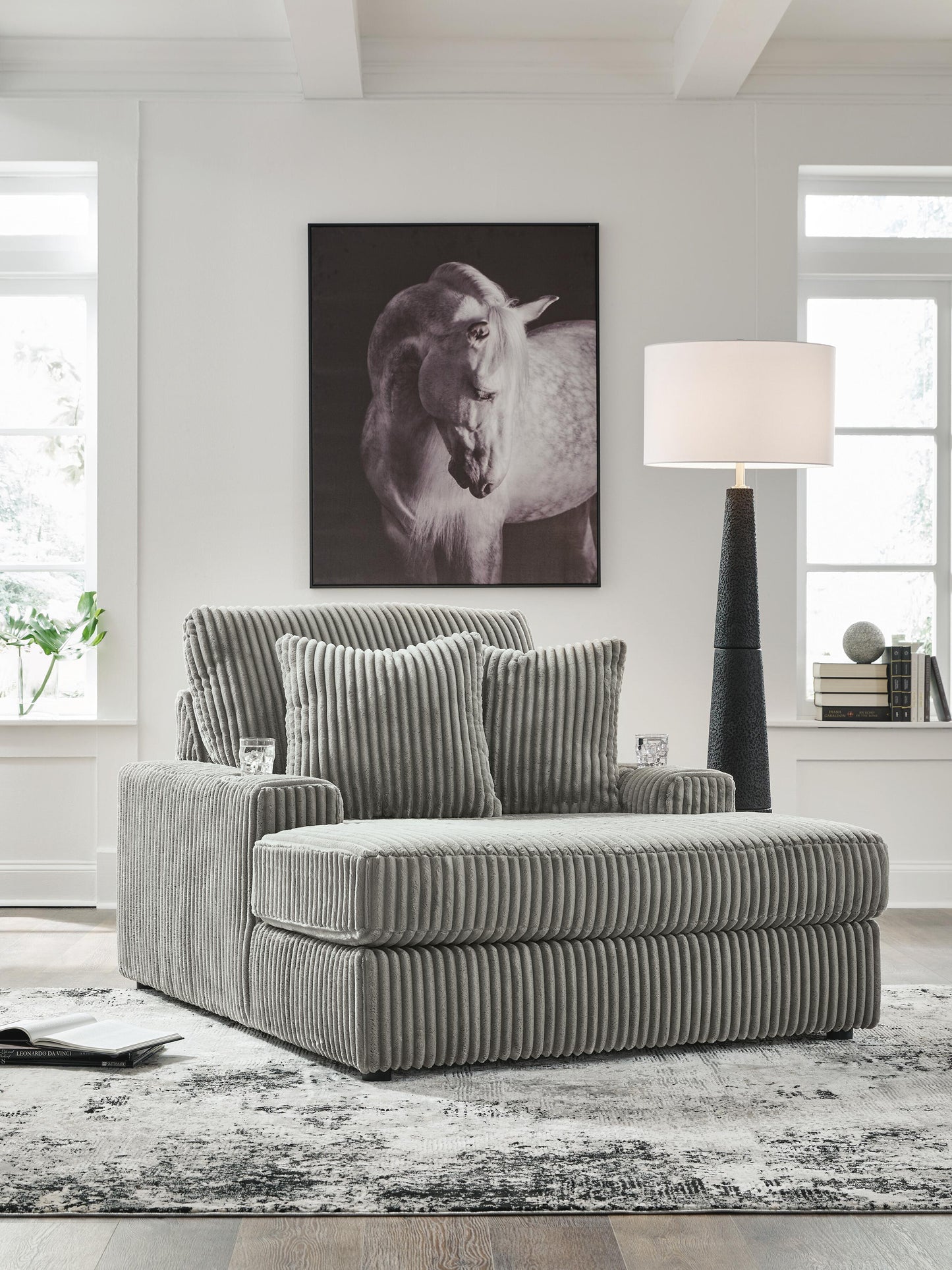 Haines Furniture Outlet - Ashley Furniture - Lindyn Living Room - Chaise / Fog - 2110515