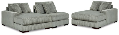 Haines Furniture Outlet - Ashley Furniture - Lindyn Sectional - RAF 3-Piece Sectional with Double Chaise / Fog - 21105S18