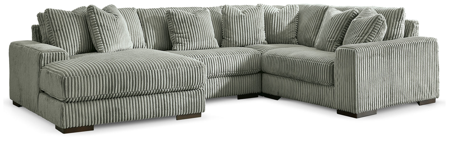 Haines Furniture Outlet - Ashley Furniture - Lindyn Sectional - RAF 4-Piece Sectional with Chaise / Fog - 21105S17