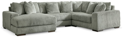 Haines Furniture Outlet - Ashley Furniture - Lindyn Sectional - RAF 4-Piece Sectional with Chaise / Fog - 21105S17