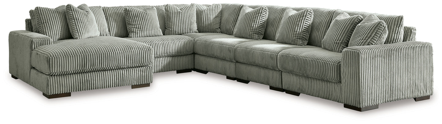 Haines Furniture Outlet - Ashley Furniture - Lindyn Sectional - RAF 6-Piece Sectional with Chaise / Fog - 21105S8