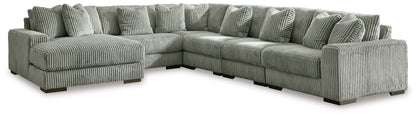Haines Furniture Outlet - Ashley Furniture - Lindyn Sectional - RAF 6-Piece Sectional with Chaise / Fog - 21105S8