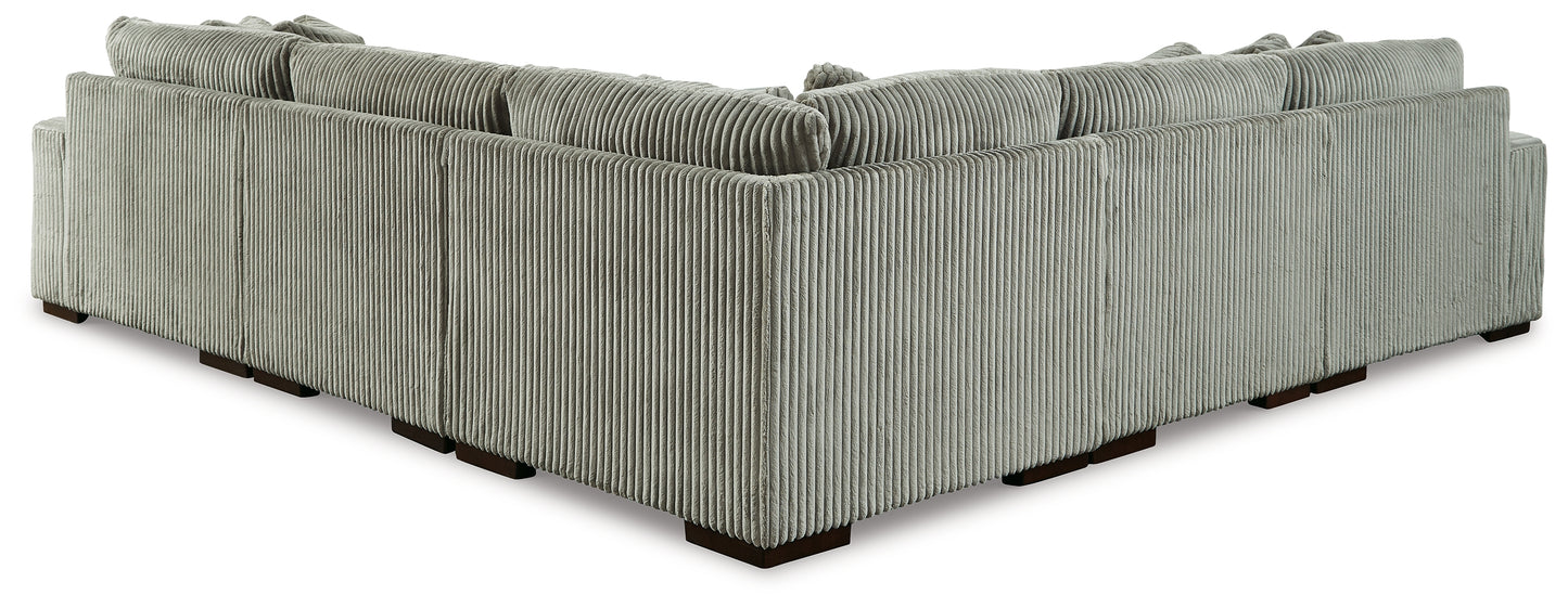 Haines Furniture Outlet - Ashley Furniture - Lindyn Sectional - RAF 5-Piece Sectional with Chaise / Fog - 21105S7
