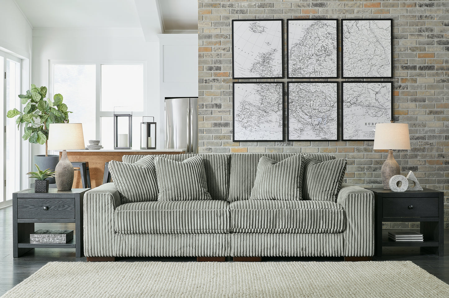 Haines Furniture Outlet - Ashley Furniture - Lindyn Sectional - RAF 2-Piece Sectional Sofa / Fog - 21105S1