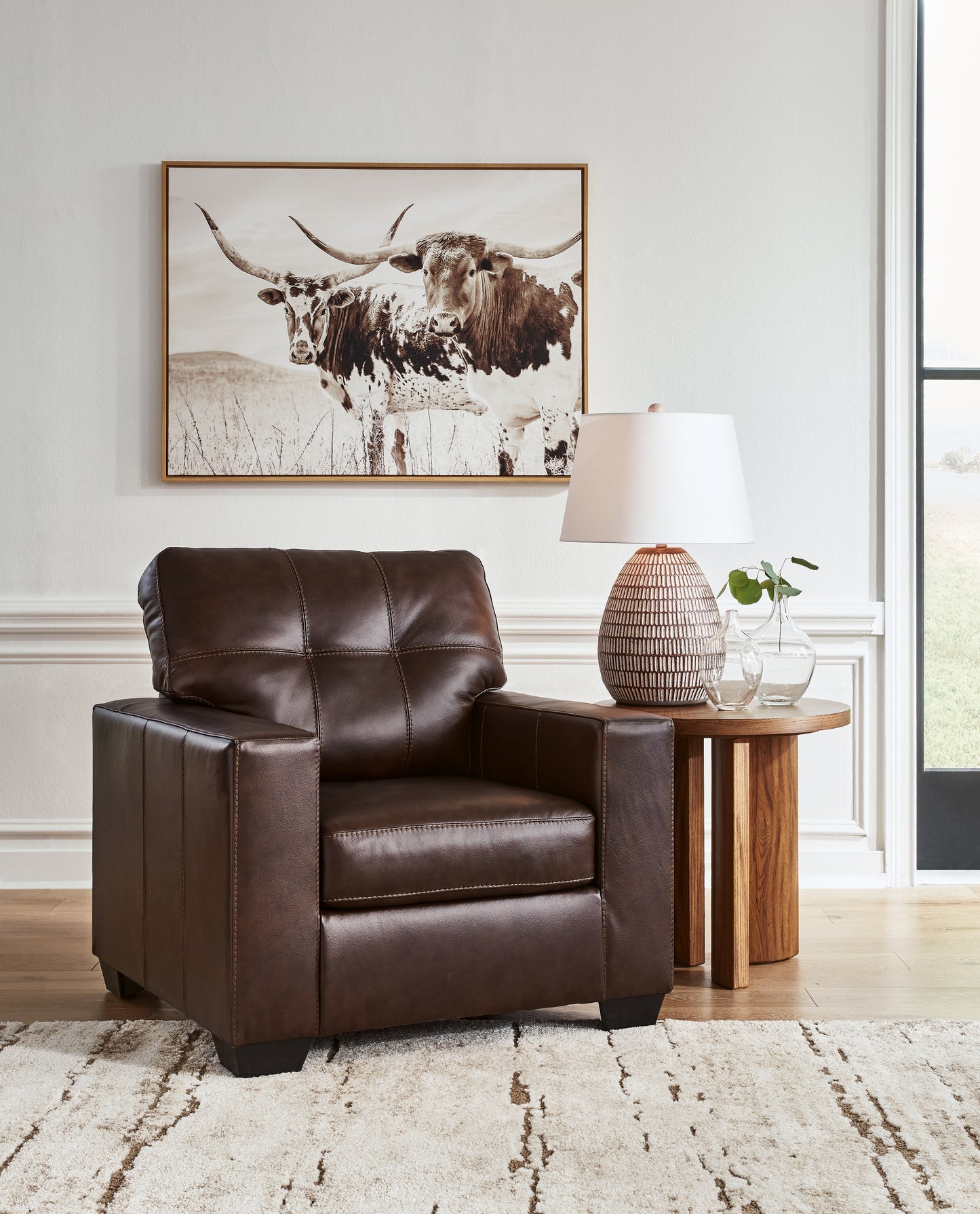 Haines Furniture Outlet - Ashley Furniture - Santorine Living Room - Chair / Dark Brown - 2170620