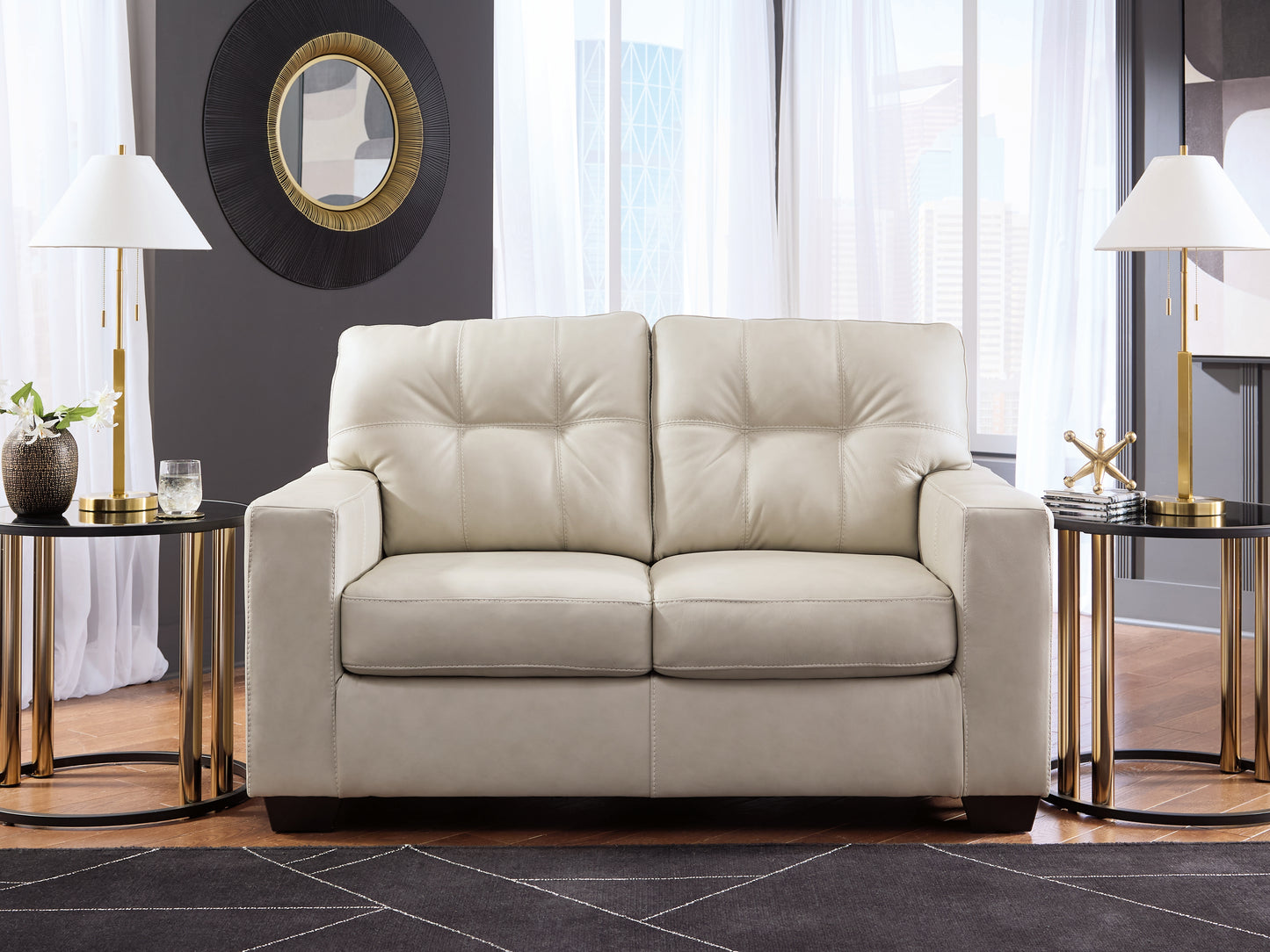 Haines Furniture Outlet - Ashley Furniture - Santorine Living Room - Loveseat / Bone - 2170835
