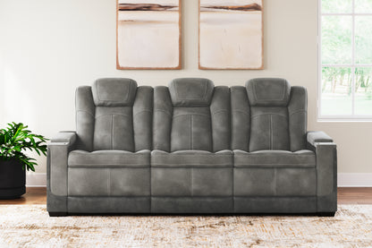 Haines Furniture Outlet - Ashley Furniture - Next-Gen DuraPella Living Room - PWR REC Sofa with ADJ Headrest / Slate - 2200415