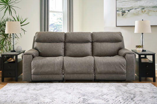 Haines Furniture Outlet - Ashley Furniture - Starbot Sectional - 3-Piece Power Reclining Sectional Sofa / Fossil - 23501S3