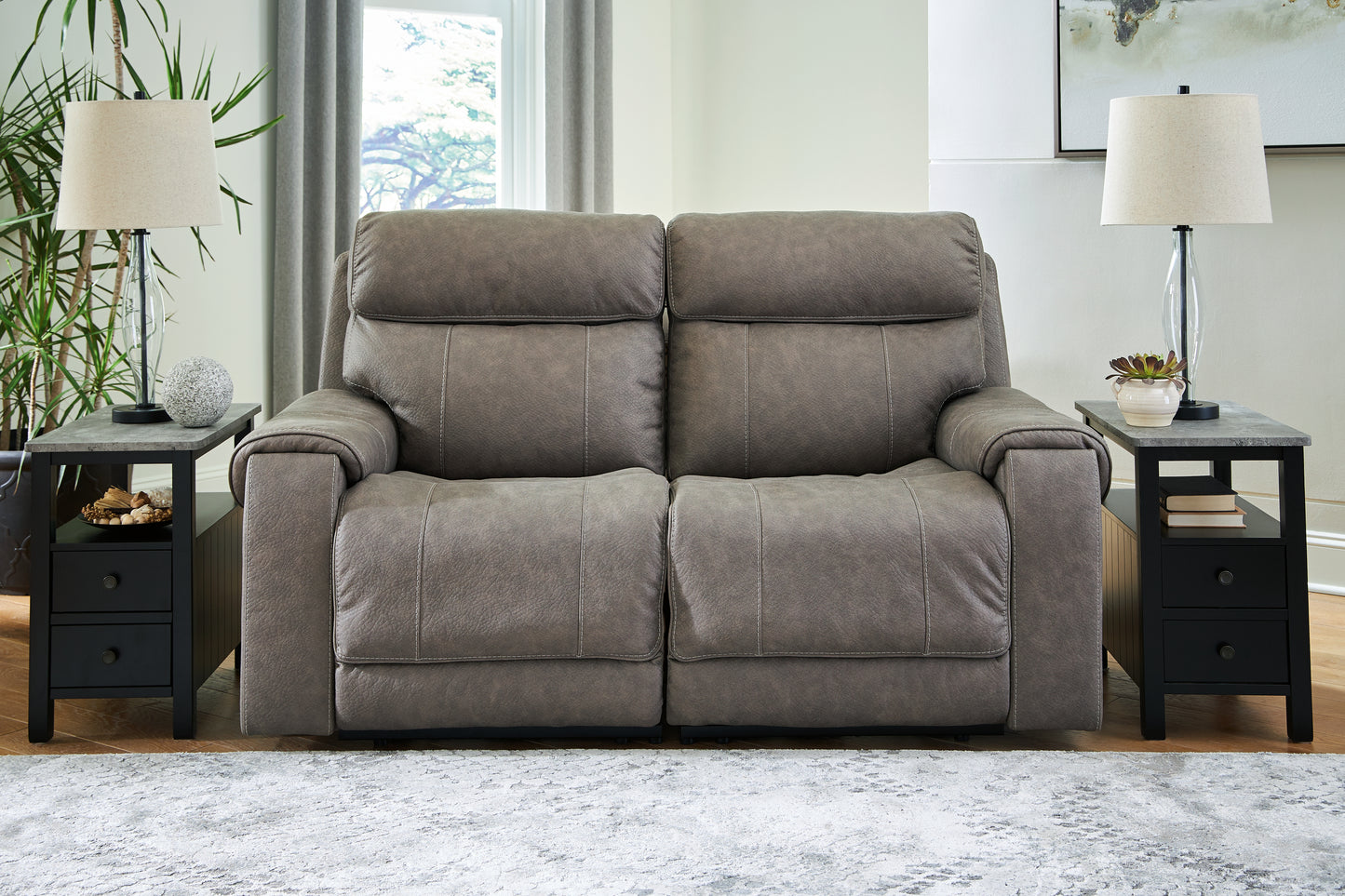 Haines Furniture Outlet - Ashley Furniture - Starbot Sectional - 2-Piece Power Reclining Sectional Loveseat / Fossil - 23501S1