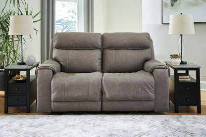 Haines Furniture Outlet - Ashley Furniture - Starbot Sectional - 2-Piece Power Reclining Sectional Loveseat / Fossil - 23501S1