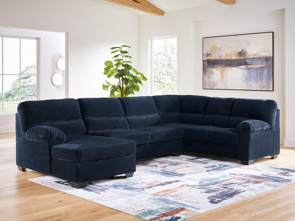 Haines Furniture Outlet - Ashley Furniture - SimpleJoy Sectional - RAF 3-Piece Sectional with Chaise / Navy - 24205S1