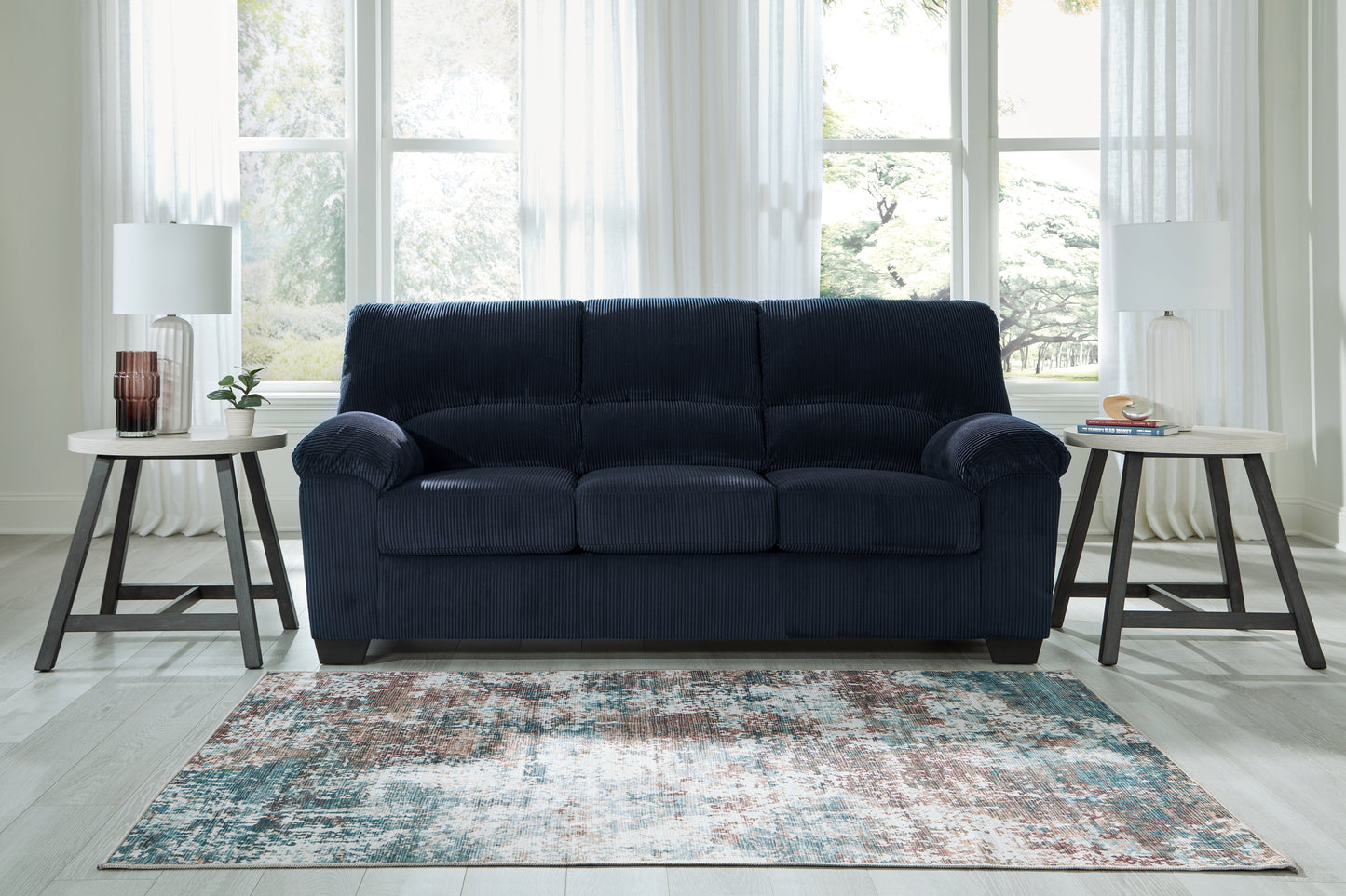 Haines Furniture Outlet - Ashley Furniture - SimpleJoy Living Room - Sofa / Navy - 2420538