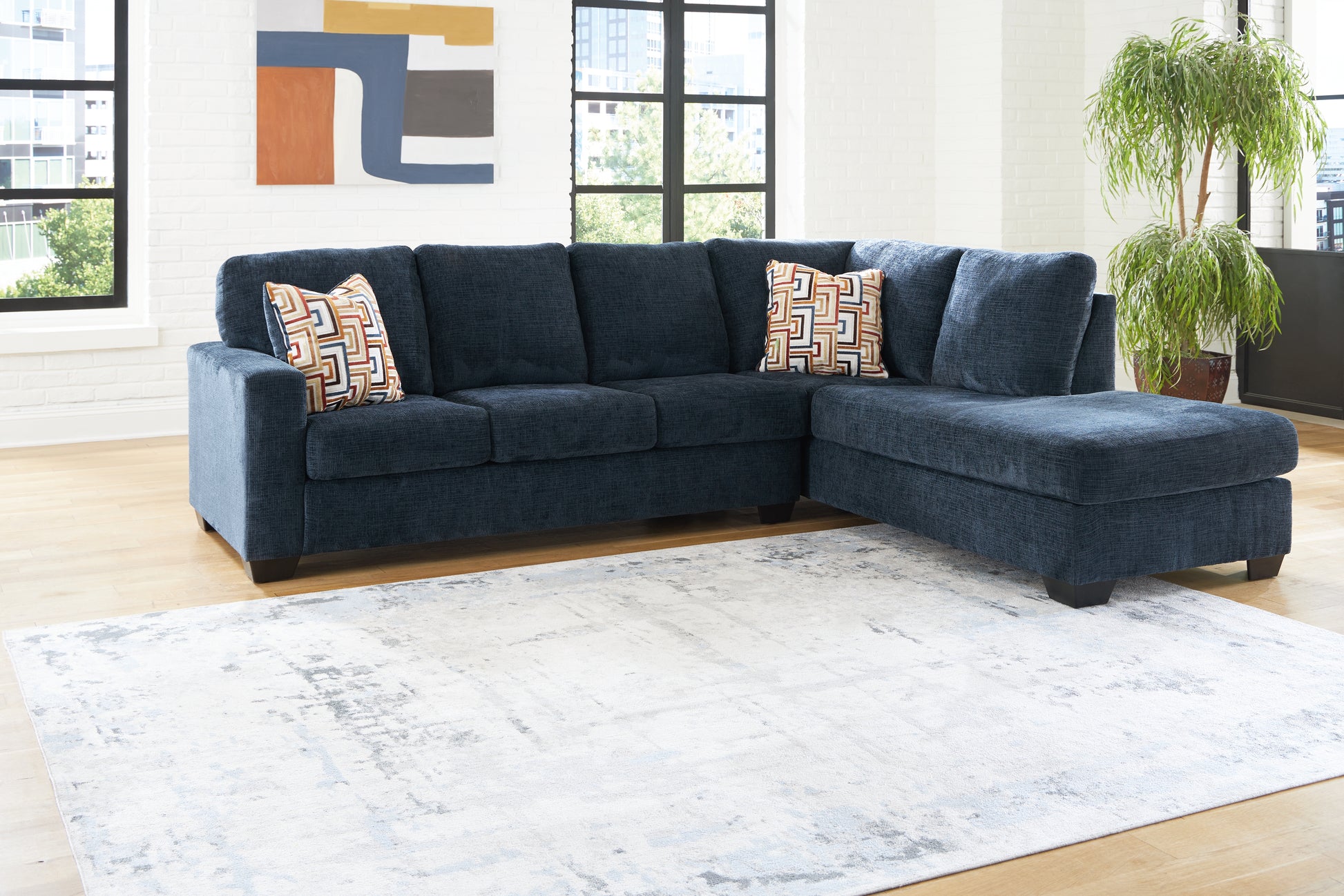 Haines Furniture Outlet - Ashley Furniture - Aviemore Sectional - RAF 2-Piece Sectional with Chaise / Stone - 24305S1