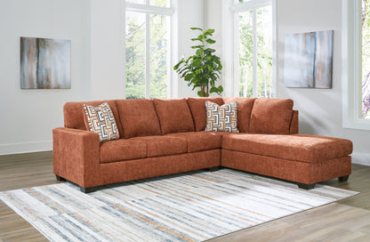 Haines Furniture Outlet - Ashley Furniture - Aviemore Sectional - LAF 2-Piece Sectional with Chaise / Spice - 24304S2