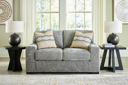 Haines Furniture Outlet - Ashley Furniture - Dunmor Living Room - Loveseat / Graphite - 2490435