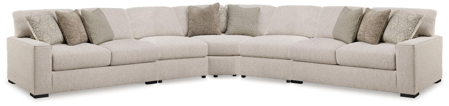 Haines Furniture Outlet - Ashley Furniture - Ballyton Sectional - RAF 5-Piece Sectional / Sand - 25102S3