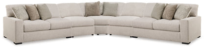 Haines Furniture Outlet - Ashley Furniture - Ballyton Sectional - RAF 5-Piece Sectional / Sand - 25102S3