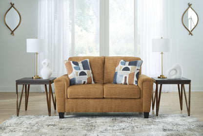 Haines Furniture Outlet - Ashley Furniture - Erinslane Living Room - Loveseat / Honey - 2520735