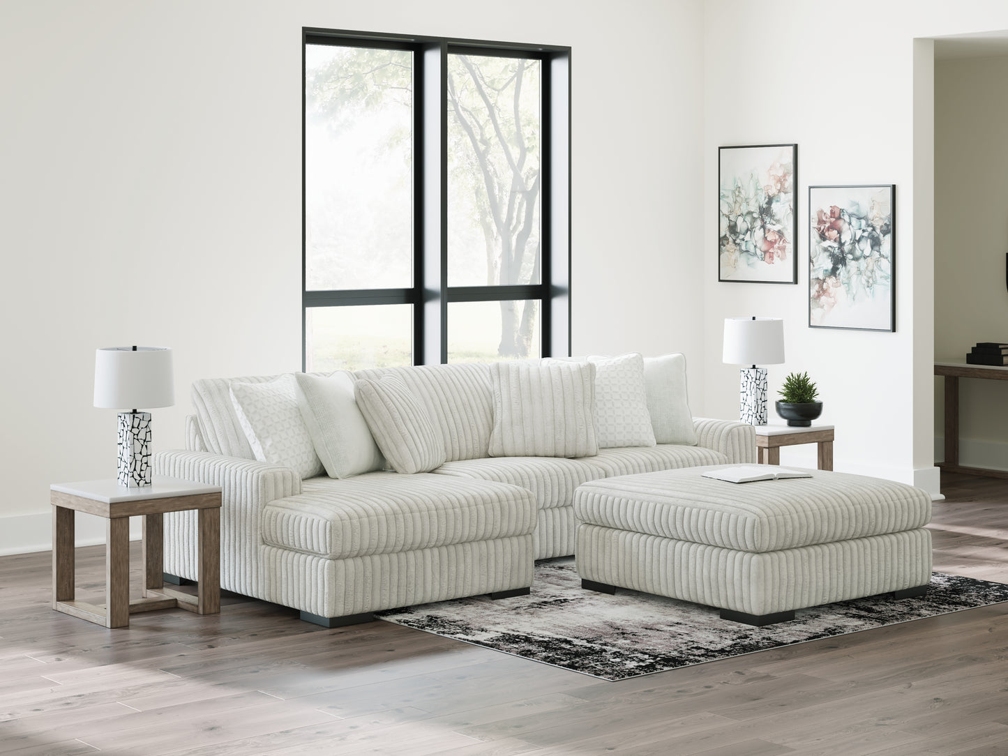 Haines Furniture Outlet - Ashley Furniture - Stupendous Sectional - LAF 2-Piece Sectional with Chaise / Alloy - 25903S7