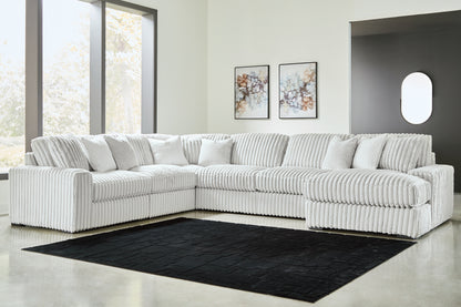 Haines Furniture Outlet - Ashley Furniture - Stupendous Sectional - RAF 6-Piece Sectional with Chaise / Alloy - 25903S22