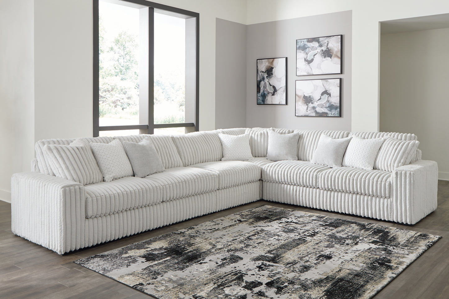 Haines Furniture Outlet - Ashley Furniture - Stupendous Sectional - LAF 4-Piece Sectional / Alloy - 25903S2
