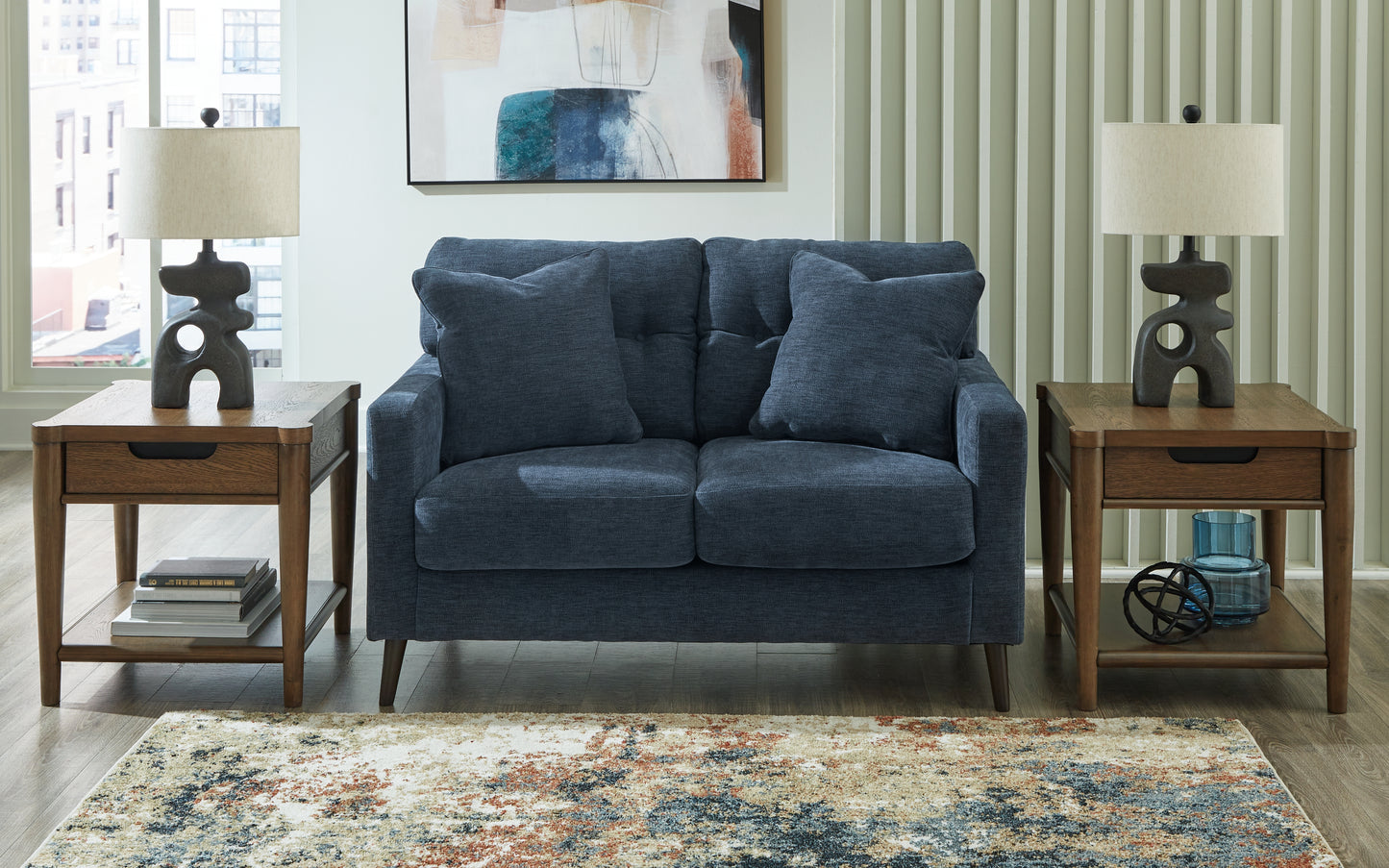 Haines Furniture Outlet - Ashley Furniture - Bixler Living Room - Loveseat / Navy - 2610635