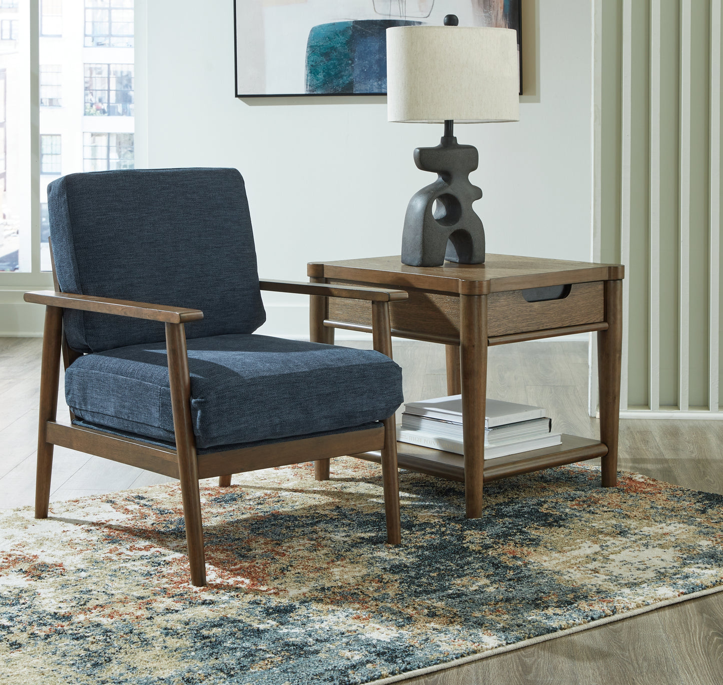 Haines Furniture Outlet - Ashley Furniture - Bixler Living Room - Showood Accent Chair / Navy - 2610660