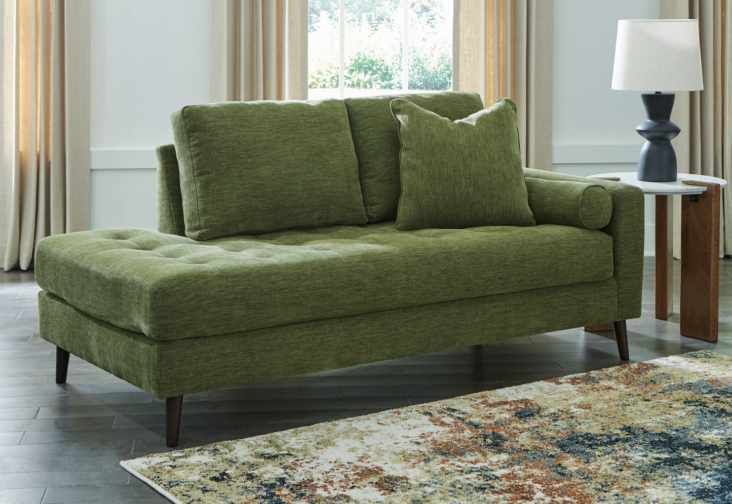 Haines Furniture Outlet - Ashley Furniture - Bixler Living Room - RAF Corner Chaise / Olive - 2610717