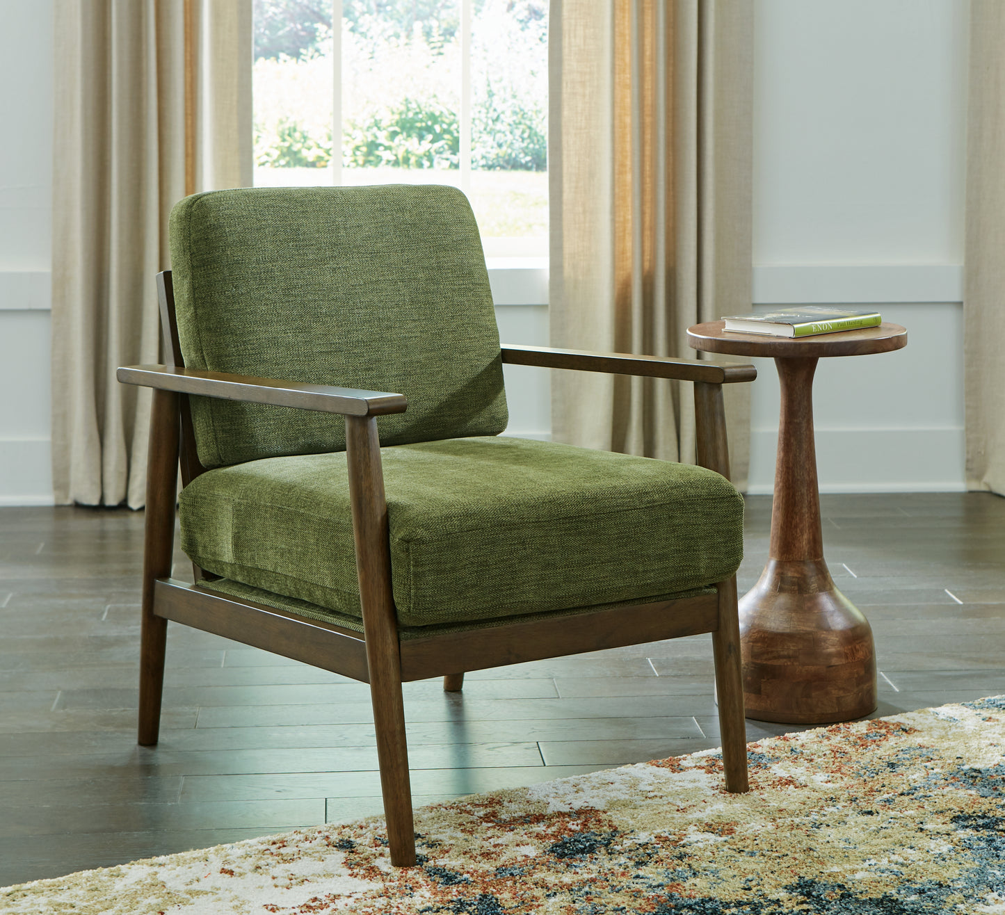 Haines Furniture Outlet - Ashley Furniture - Bixler Living Room - Showood Accent Chair / Olive - 2610760