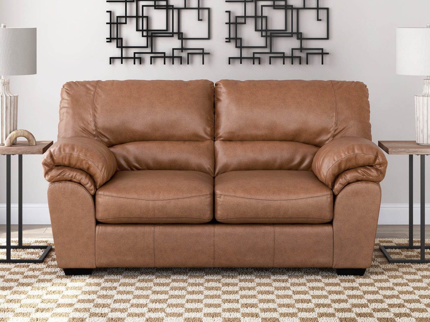 Haines Furniture Outlet - Ashley Furniture - WillowBend Living Room - Loveseat / Caramel - PC2770435