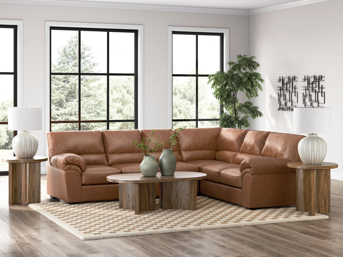 Haines Furniture Outlet - Ashley Furniture - WillowBend Sectional - RAF 3-Piece Sectional / Caramel - PC27704S3