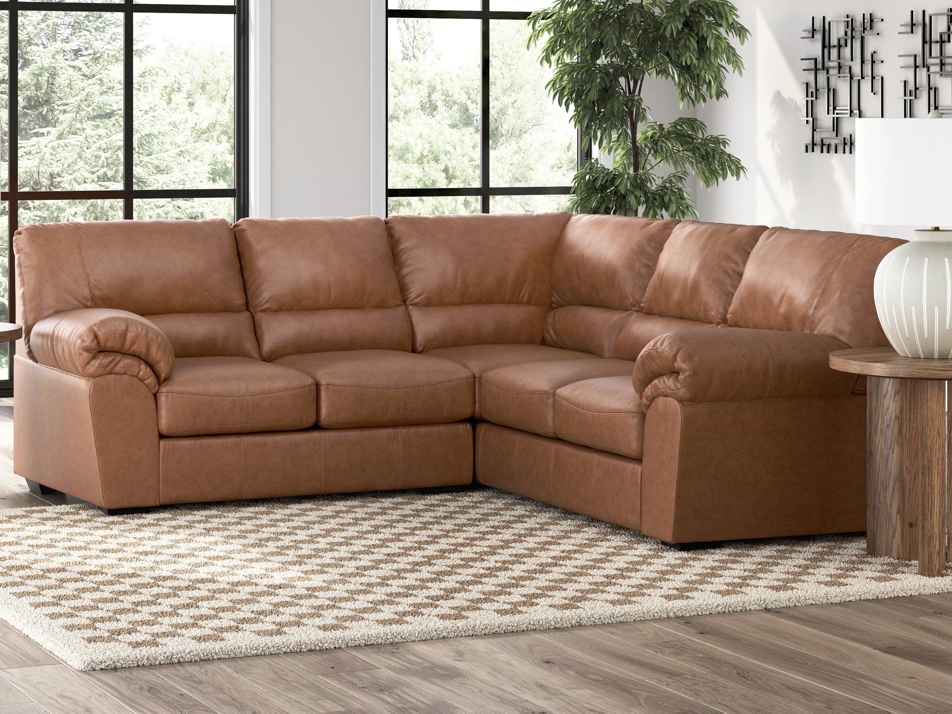 Haines Furniture Outlet - Ashley Furniture - WillowBend Sectional - LAF 2-Piece Sectional / Caramel - PC27704S2